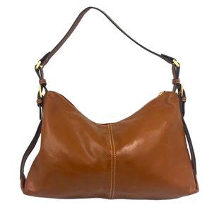 Simulated Brown Leather Shoulder Bag